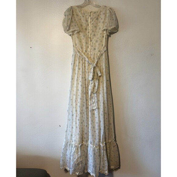 Vintage 70s Gunne Sax Cotton Cottagecore Maxi Floral Dress S Prairie Milkmaid - Picture 5 of 16